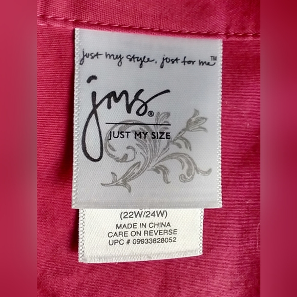 JMS Just My Size Women's Plus Size 3XG Dark Pink/Fuchsia Button Up Shirt Long Sl - Picture 3 of 10